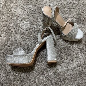 Elegant Silver Platform Heels